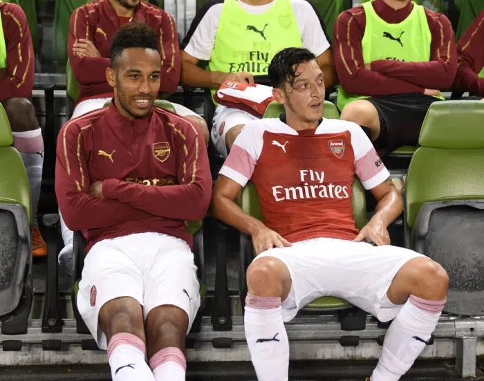 Framed Print : Arsenal's Aubameyang and Ozil Face Off Against Chelsea in 2018 International Champions Cup Framed Print : Arsenal's Aubameyang and Ozil Face Off Against Chelsea in 2018 International Champions Cup