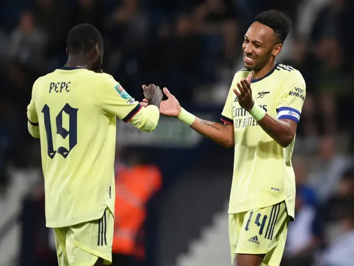 Framed Print : Arsenal's Aubameyang and Pepe Shine: Brilliant Goals Lead Arsenal to Carabao Cup Victory Over West Brom Framed Print : Arsenal's Aubameyang and Pepe Shine: Brilliant Goals Lead Arsenal to Carabao Cup Victory Over West Brom