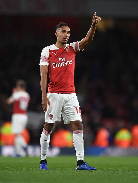 Arsenal's Aubameyang Reacts After Securing Victory Over Leicester City