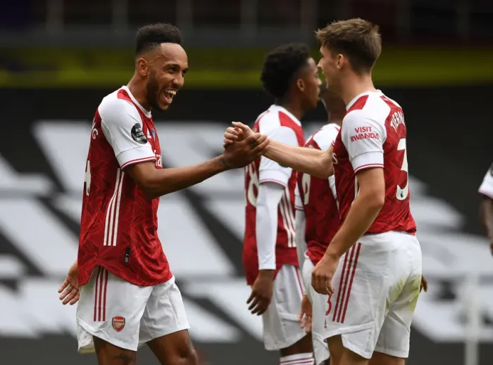 Framed Print : Arsenal's Aubameyang Scores Brace: 3-0 Victory Over Watford (Premier League 2019-20)