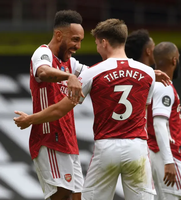 Framed Print : Arsenal's Aubameyang Scores Brace: Arsenal FC 3-0 Watford FC (Premier League 2019-20)
