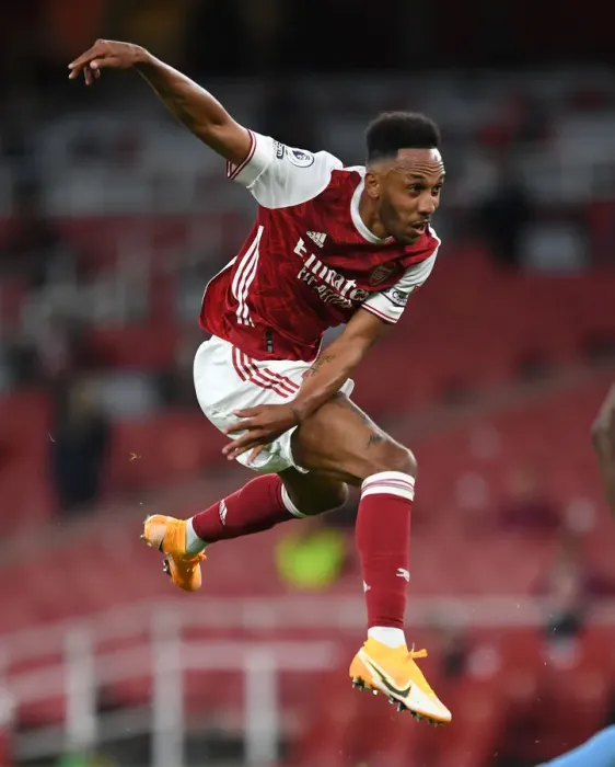 Framed Print : Arsenal's Aubameyang Scores Brace: Arsenal Victorious over West Ham United (2020-21)