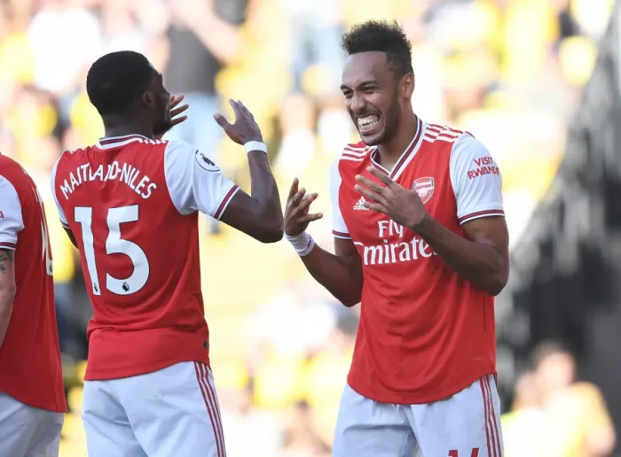 Framed Print : Arsenal's Aubameyang Scores Brace: Arsenal's Victory Over Watford (2019-20) Framed Print : Arsenal's Aubameyang Scores Brace: Arsenal's Victory Over Watford (2019-20)