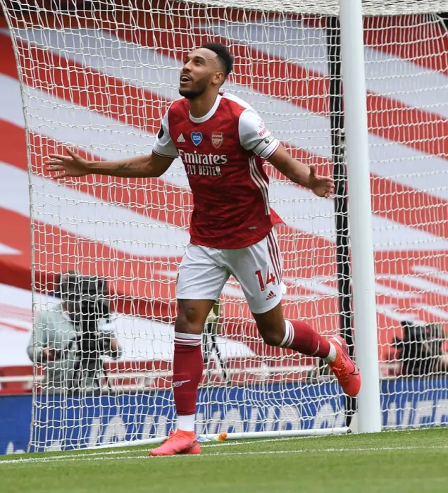 Framed Print : Arsenal's Aubameyang Scores Brace: Securing Victory Over Watford (2019-20) Framed Print : Arsenal's Aubameyang Scores Brace: Securing Victory Over Watford (2019-20)