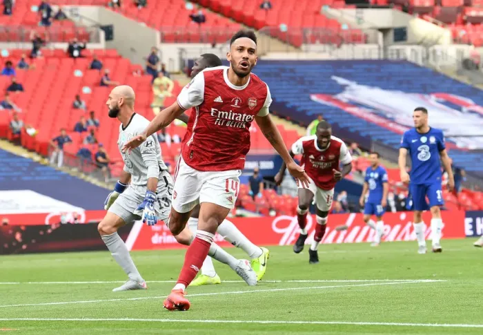 Framed Print : Arsenal's Aubameyang Scores in Empty FA Cup Final: Arsenal 2-0 Chelsea (2020) Framed Print : Arsenal's Aubameyang Scores in Empty FA Cup Final: Arsenal 2-0 Chelsea (2020)