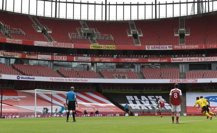 Framed Print : Arsenal's Aubameyang Scores First Goal of 2019-20 Season Against Watford