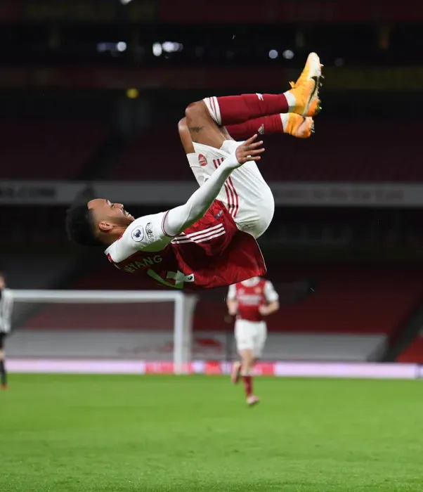 Framed Print : Arsenal's Aubameyang Scores First Goal in Empty Emirates Stadium: Arsenal vs. Newcastle United (2020-21)