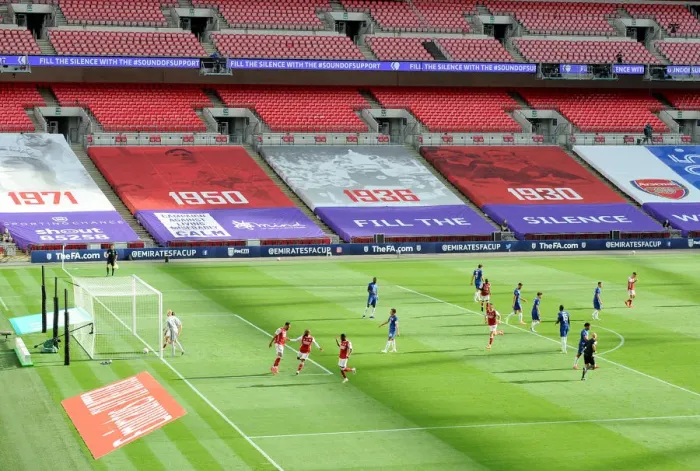Framed Print : Arsenal's Aubameyang Scores First Goal in Empty FA Cup Final Against Chelsea
