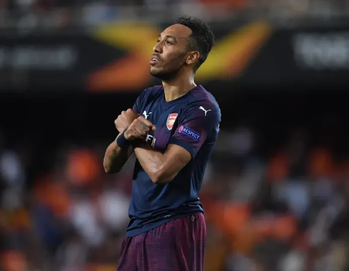 Framed Print : Arsenal's Aubameyang Scores Fourth Goal in Europa League Semi-Final against Valencia