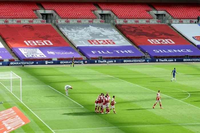 Framed Print : Arsenal's Aubameyang Scores Historic Empty FA Cup Final Goal Against Chelsea