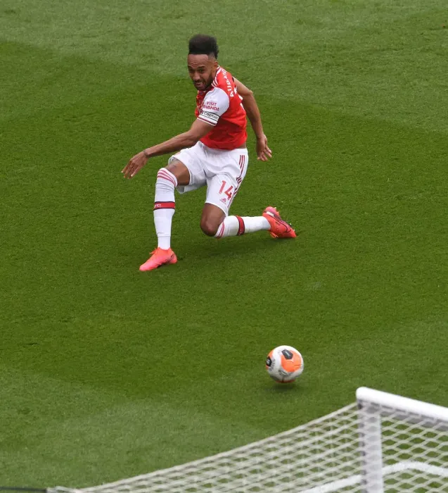 Framed Print : Arsenal's Aubameyang Scores Opening Goal of 2019-20 Premier League Season Against Norwich City