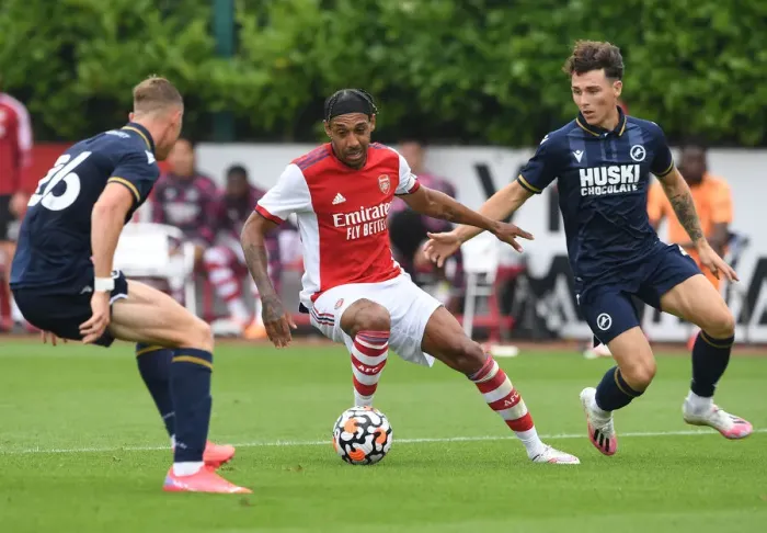 Framed Print : Arsenal's Aubameyang Scores in Pre-Season Victory Against Millwall