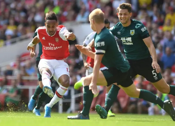 Framed Print : Arsenal's Aubameyang Scores Second Goal Against Burnley in 2019-20 Premier League