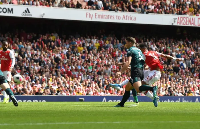 Framed Print : Arsenal's Aubameyang Scores Second Goal vs Burnley in 2019-20 Premier League