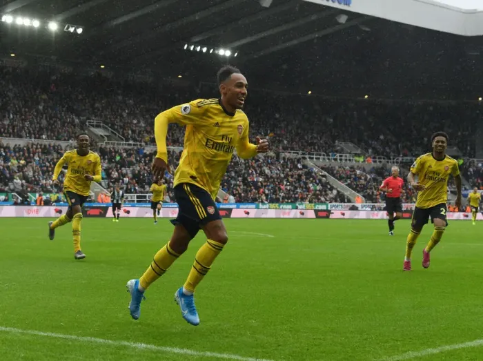 Framed Print : Arsenal's Aubameyang Scores St. James Park Stunner: Securing the Premier League Win over Newcastle United (2019-20) Framed Print : Arsenal's Aubameyang Scores St. James Park Stunner: Securing the Premier League Win over Newcastle United (2019-20)