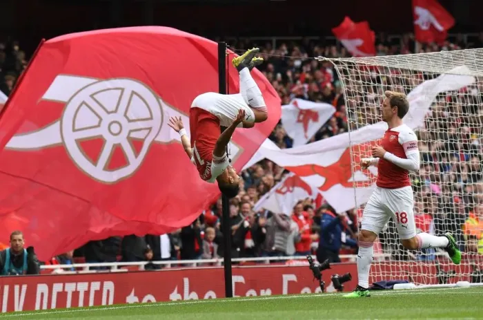 Framed Print : Arsenal's Aubameyang Scores Thrilling Goal in Premier League 2018-19 vs Brighton