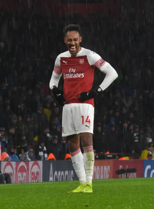 Framed Print : Arsenal's Aubameyang Shines in Arsenal vs. Cardiff Premier League Clash (2018-19)