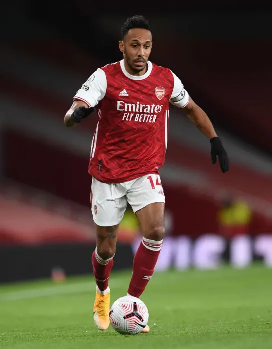 Framed Print : Arsenal's Aubameyang Shines in Empty Emirates: Arsenal vs. Leicester City (2020-21)