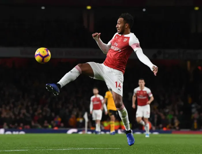 Framed Print : Arsenal's Aubameyang Shines in Premier League Clash Against Wolverhampton Wanderers