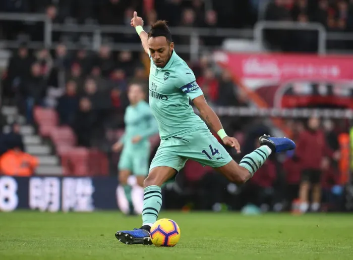 Framed Print : Arsenal's Aubameyang Shines: Premier League Showdown vs. AFC Bournemouth (2018-19)