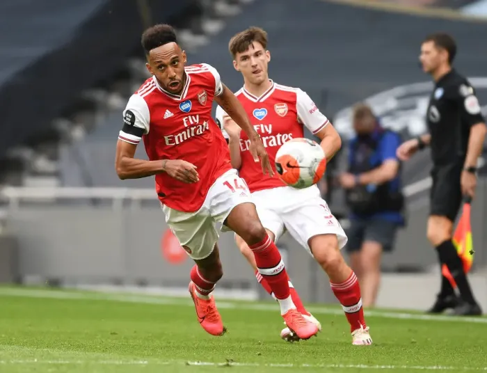 Framed Print : Arsenal's Aubameyang Shines in Thrilling Showdown against Tottenham, Premier League 2019-2020