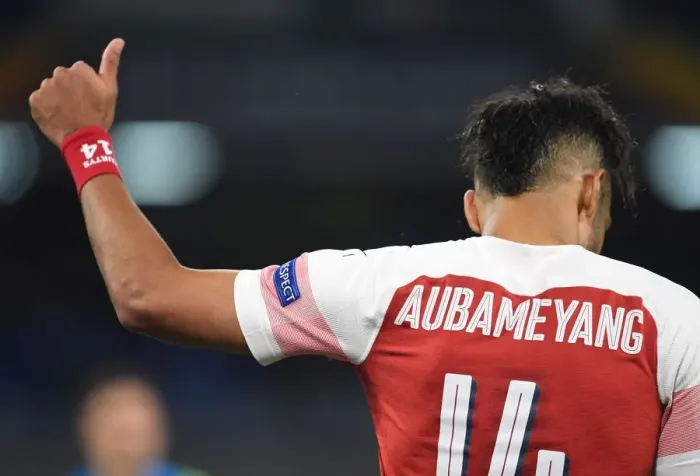 Framed Print : Arsenal's Aubameyang Shines in UEFA Europa League Quarterfinals: Napoli vs. Arsenal (2018-19) Framed Print : Arsenal's Aubameyang Shines in UEFA Europa League Quarterfinals: Napoli vs. Arsenal (2018-19)