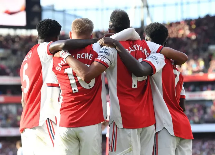 Framed Print : Arsenal's Aubameyang, Smith Rowe, and Saka Celebrate Goals Against Tottenham in 2021-22 Premier League Framed Print : Arsenal's Aubameyang, Smith Rowe, and Saka Celebrate Goals Against Tottenham in 2021-22 Premier League