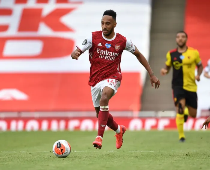 Framed Print : Arsenal's Aubameyang Stars in Arsenal vs. Watford Clash (2019-20)