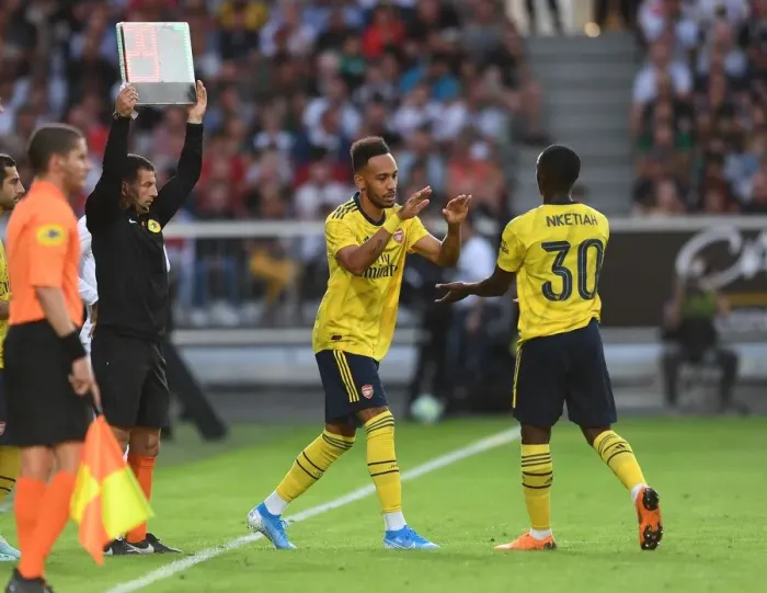 Framed Print : Arsenal's Aubameyang Subs In During Angers Pre-Season Friendly Framed Print : Arsenal's Aubameyang Subs In During Angers Pre-Season Friendly