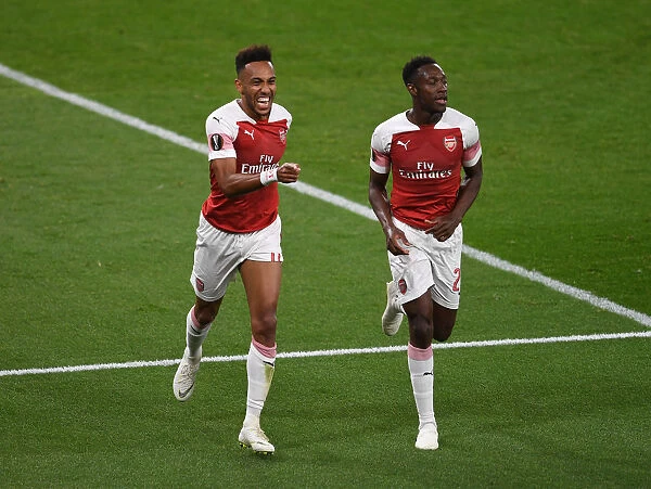 Arsenal's Aubameyang and Welbeck: Celebrating a Goal in Europa League Victory
