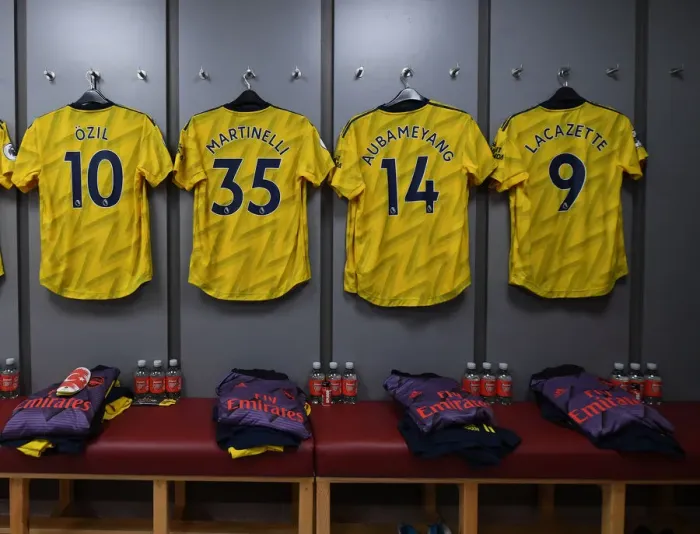 Framed Print : Arsenal's Away Changing Room at Burnley's Turf Moor Ahead of Premier League Clash Framed Print : Arsenal's Away Changing Room at Burnley's Turf Moor Ahead of Premier League Clash