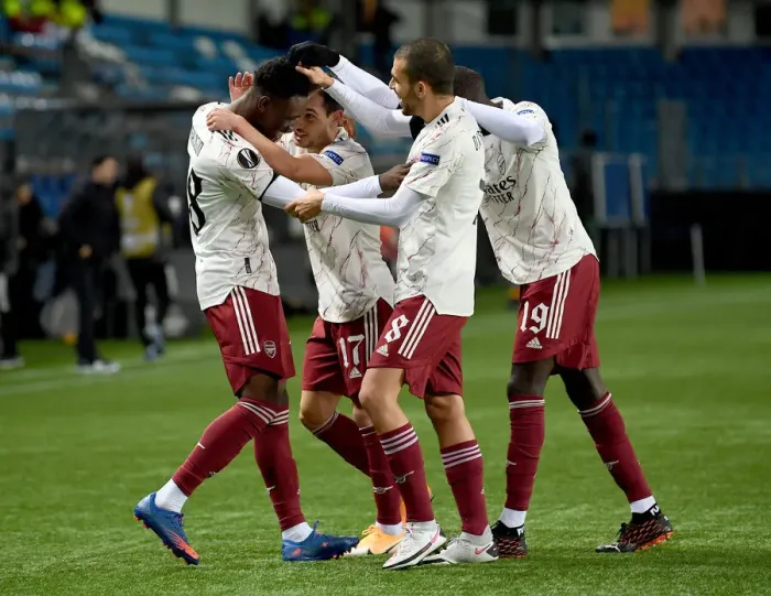 Framed Print : Arsenal's Balogun Scores in Europa League Victory over Molde Framed Print : Arsenal's Balogun Scores in Europa League Victory over Molde