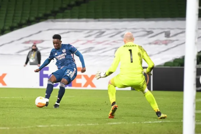 Framed Print : Arsenal's Balogun Scores Historic Four-Goal Haul in Europa League Victory over Dundalk Framed Print : Arsenal's Balogun Scores Historic Four-Goal Haul in Europa League Victory over Dundalk