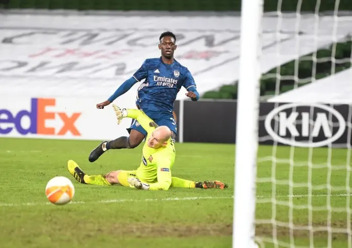 Framed Print : Arsenal's Balogun Scores Four in Thrashing of Dundalk in Europa League Framed Print : Arsenal's Balogun Scores Four in Thrashing of Dundalk in Europa League