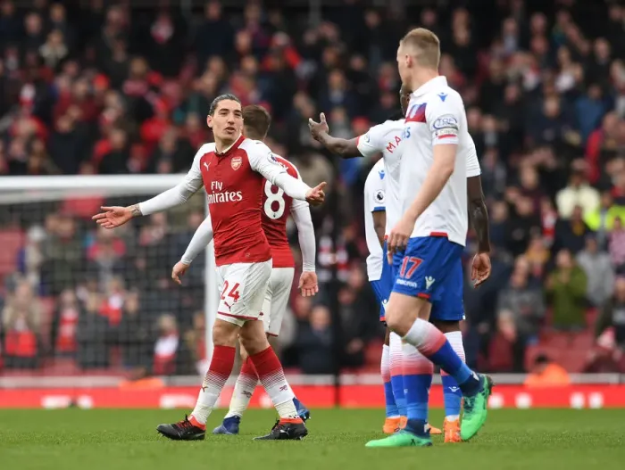 Framed Print : Arsenal's Bellerin Engages in Conversation with Stoke's Shawcross during Premier League Clash Framed Print : Arsenal's Bellerin Engages in Conversation with Stoke's Shawcross during Premier League Clash