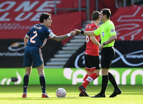 Arsenal's Bellerin Fists Ref before Empty Southampton FA Cup Match
