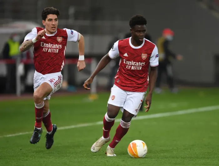 Framed Print : Arsenal's Bellerin and Saka in Action against SL Benfica in UEFA Europa League Framed Print : Arsenal's Bellerin and Saka in Action against SL Benfica in UEFA Europa League