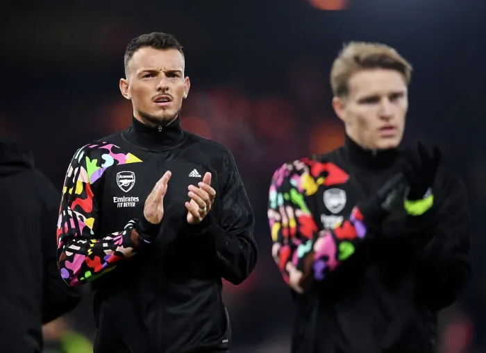 Framed Print : Arsenal's Ben White Acknowledges Fans Before Luton Town Clash (2023-24)