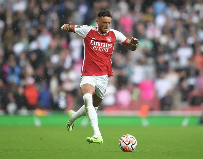 Framed Print : Arsenal's Ben White in Action: 2023-24 Premier League - Arsenal vs. Fulham