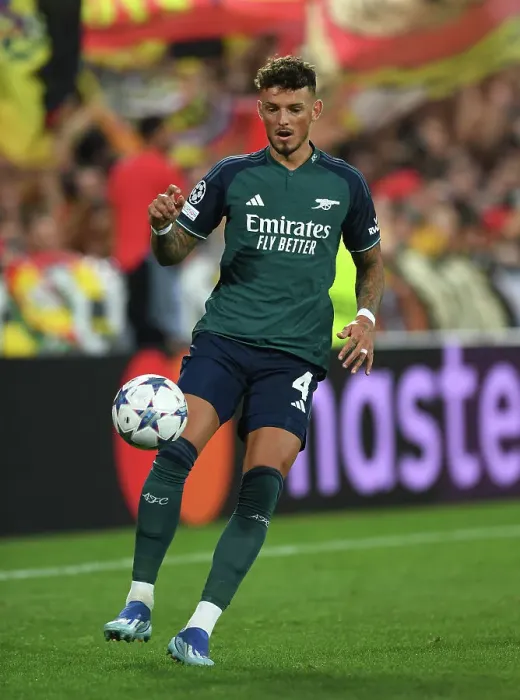 Framed Print : Arsenal's Ben White in Action: 2023-24 UEFA Champions League Match vs RC Lens Framed Print : Arsenal's Ben White in Action: 2023-24 UEFA Champions League Match vs RC Lens