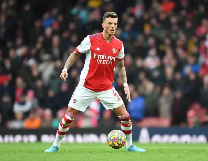 Framed Print : Arsenal's Ben White in Action: Arsenal vs. Brentford, Premier League 2021-22