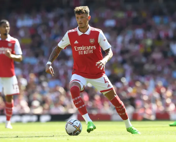 Framed Print : Arsenal's Ben White in Action: Arsenal vs. Leicester City (2022-23 Premier League)