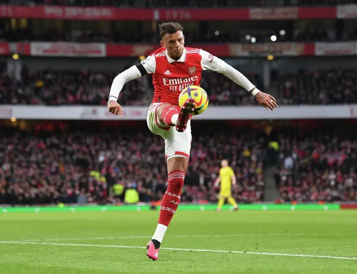 Framed Print : Arsenal's Ben White in Action: Arsenal vs. Brentford, Premier League 2022-23