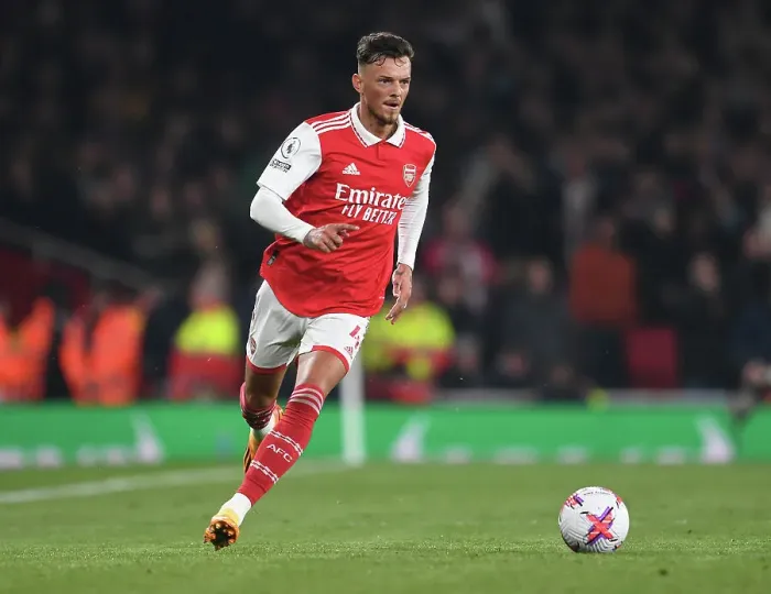Framed Print : Arsenal's Ben White in Action: Arsenal vs Southampton, Premier League 2022-23 at Emirates Stadium