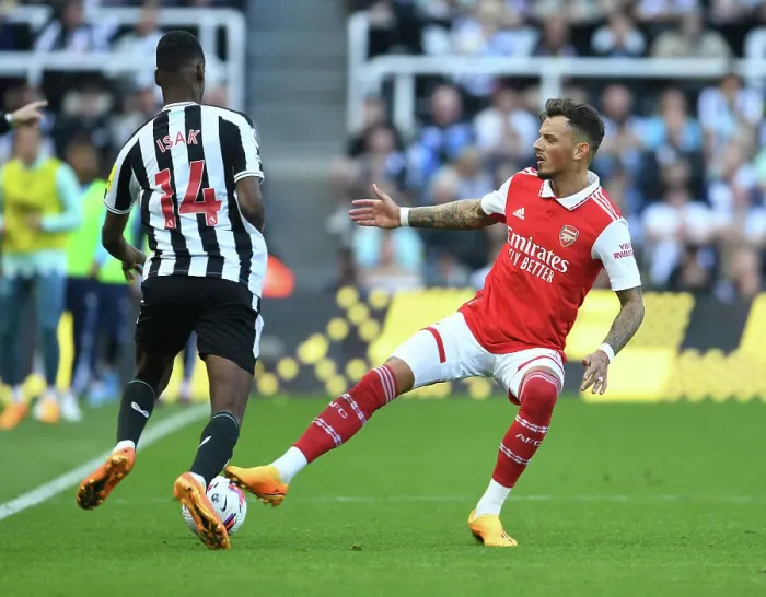 Framed Print : Arsenal's Ben White in Action: Newcastle United vs. Arsenal, 2022-23 Premier League Showdown at St. James Park Framed Print : Arsenal's Ben White in Action: Newcastle United vs. Arsenal, 2022-23 Premier League Showdown at St. James Park