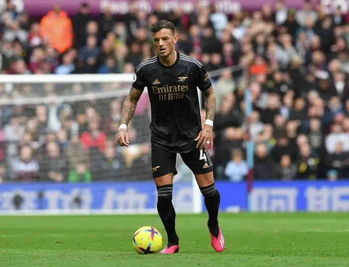 Framed Print : Arsenal's Ben White in Action: Premier League Clash at Aston Villa (2022-23)