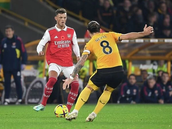 Arsenal's Ben White Clashes with Neves in Wolverhampton Wanderers vs Arsenal Premier League Showdown