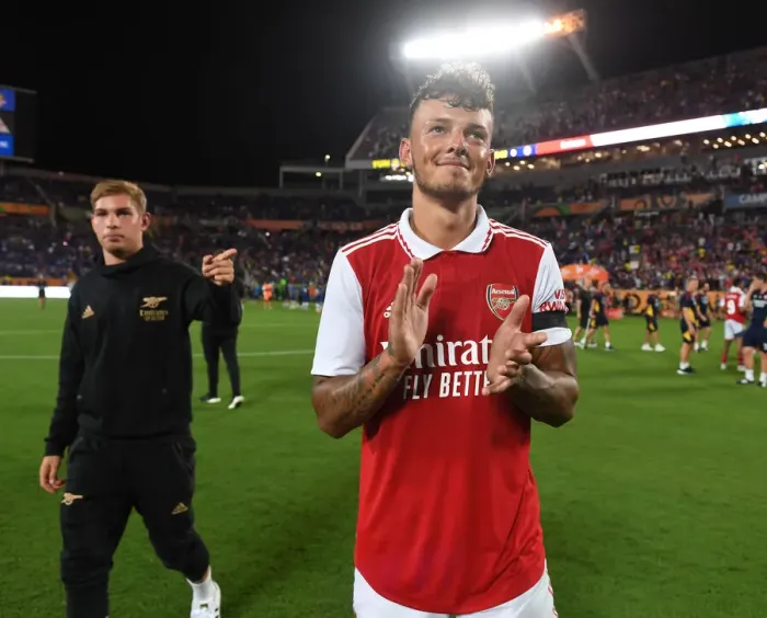 Framed Print : Arsenal's Ben White and Emile Smith Rowe Reunite After Chelsea Clash in Florida Cup Framed Print : Arsenal's Ben White and Emile Smith Rowe Reunite After Chelsea Clash in Florida Cup