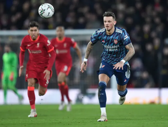 Framed Print : Arsenal's Ben White Faces Off Against Liverpool in Carabao Cup Semi-Final Showdown Framed Print : Arsenal's Ben White Faces Off Against Liverpool in Carabao Cup Semi-Final Showdown
