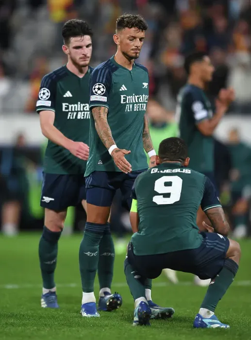 Framed Print : Arsenal's Ben White and Gabriel Jesus: Champions League Victory Celebration against RC Lens (2023-24) Framed Print : Arsenal's Ben White and Gabriel Jesus: Champions League Victory Celebration against RC Lens (2023-24)